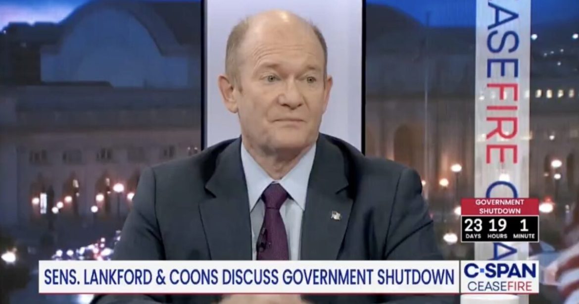 DISGUSTING: Democrat Sen. Chris Coons ADMITS Denying Americans Their SNAP Benefits Is “Unpleasant” But “Worth It” Because It Gives Democrats Political “Leverage” DISGUSTING: Democrat Sen. Chris Coons ADMITS Denying Americans Their SNAP Benefits Is “Unpleasant” But “Worth It” Because It Gives Democrats Political “Leverage”