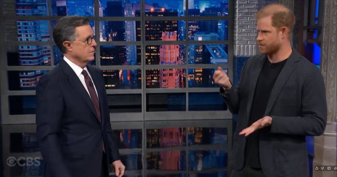 Watch: Prince Harry Snipes at Donald Trump in Cringey Colbert Appearance