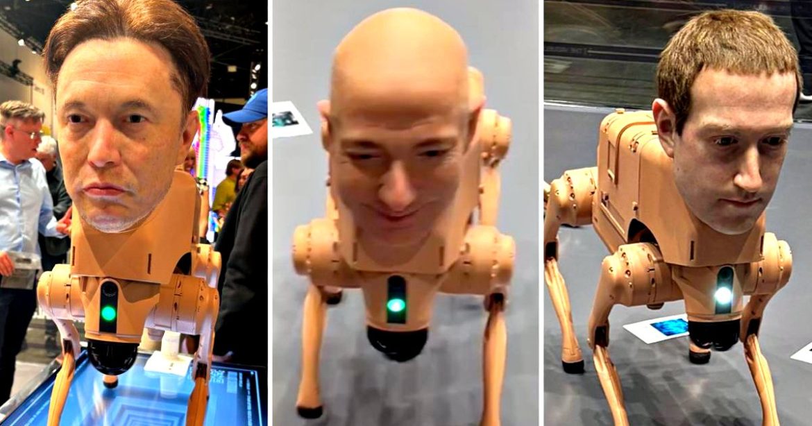 BIZARRE VIDEOS: In Art Basel Miami, a Performance Gather Robot Dogs With Hyper-Realistic Billionaire Masks, Snapping Pictures and ‘Pooping’ NFTs
