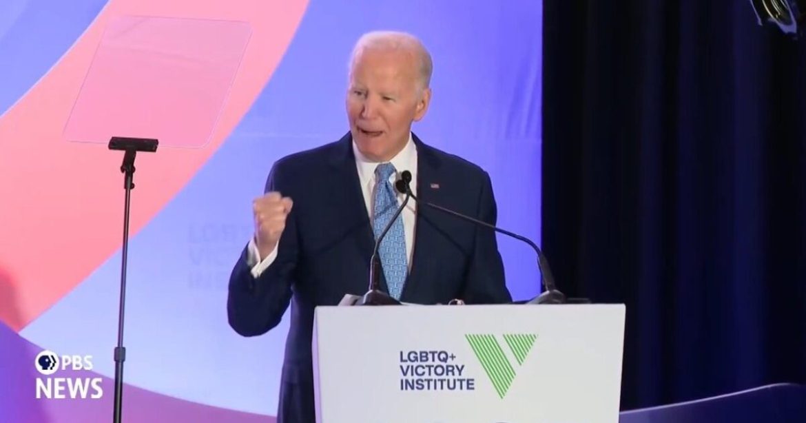 “Get Up and Fight Back!” – Joe Biden Shouts Out of Nowhere, Botches “America” During LGBTQ+ Victory Institute Speech (VIDEO)
