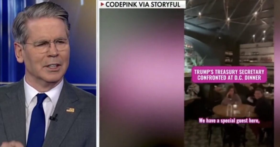 WATCH: Treasury Sec Scott Bessent Speaks Out After He’s Mobbed and Harassed by CODEPINK Activists at DC Restaurant, Says Restaurant Owner “was in on it” – “We’ll be Having MAGA Night there Sometime in the Next Month”
