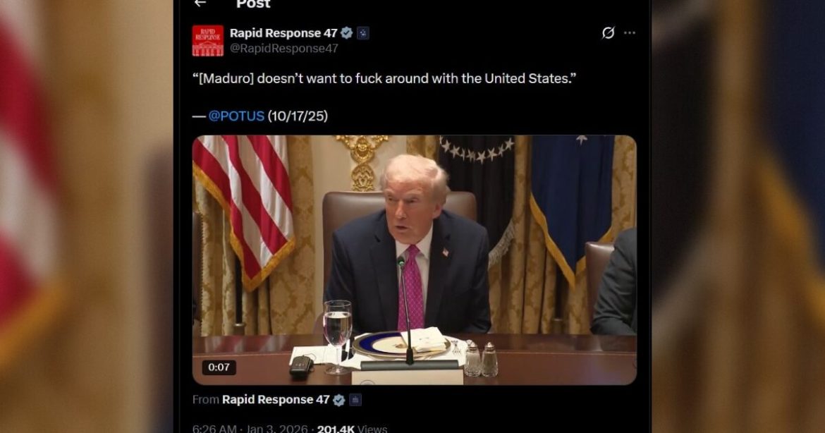 Official White House Page: “(Maduro) Doesn’t Want to F*ck Around with the United States”