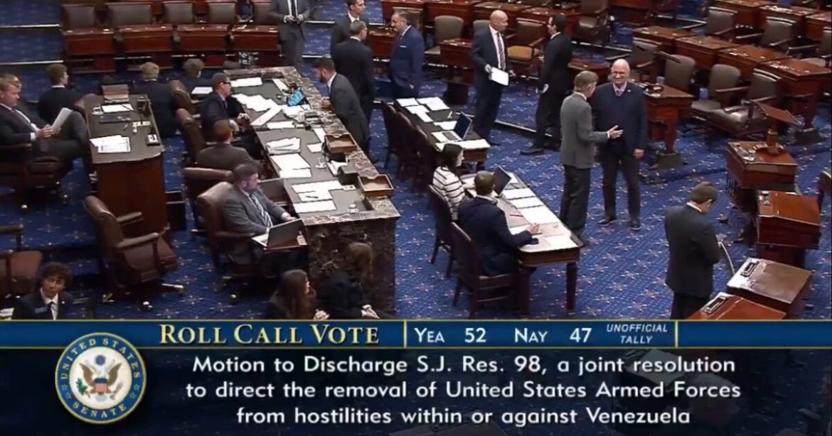 JUST IN: Senate Votes 52-47 to Advance Venezuela War Powers Resolution to Limit President Trump’s Military Actions – 5 Republicans Join the Dems – TRUMP RESPONDS