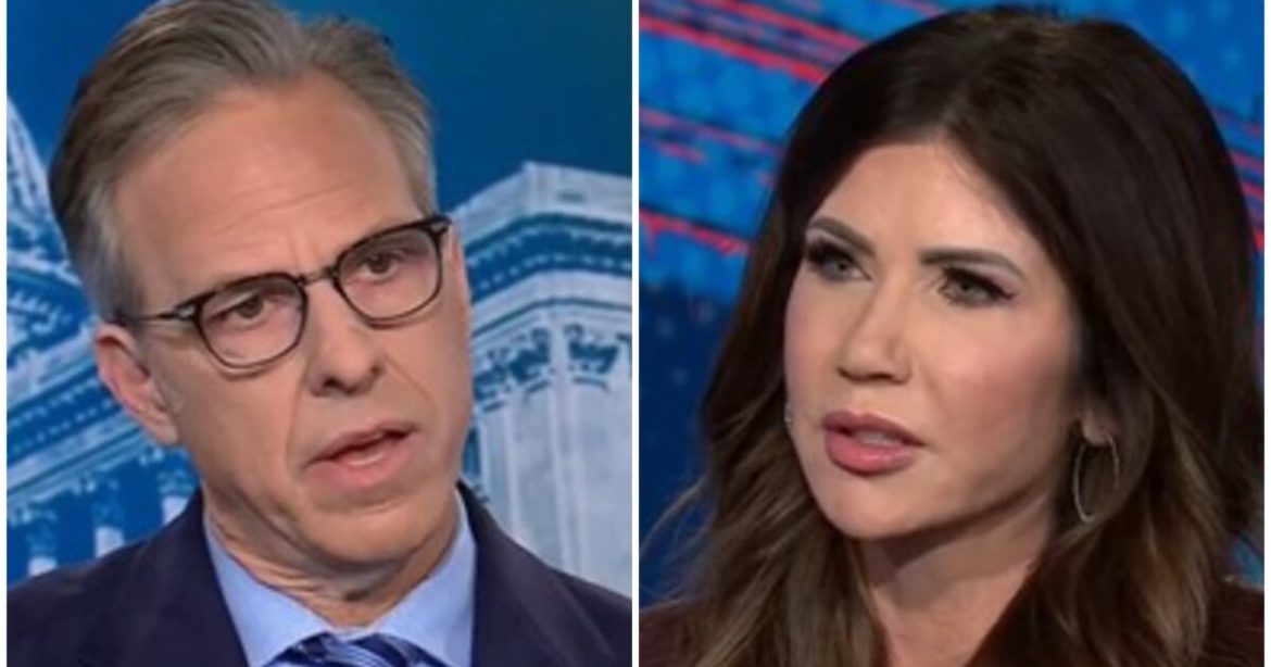 WATCH: DHS Secretary Kristi Noem Shuts Down Jake Tapper with an Important Reminder After He Lectures Her on Her Comments Following ICE Self-Defense Shooting