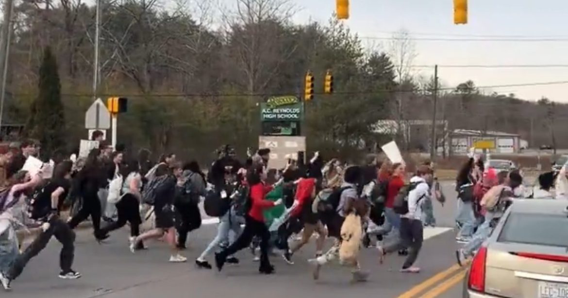 WATCH: Horrifying Footage Shows North Carolina High School Students Bolt Out of Class and Run Across Busy 4-Lane Highway to Protest ICE – No Teachers in Site