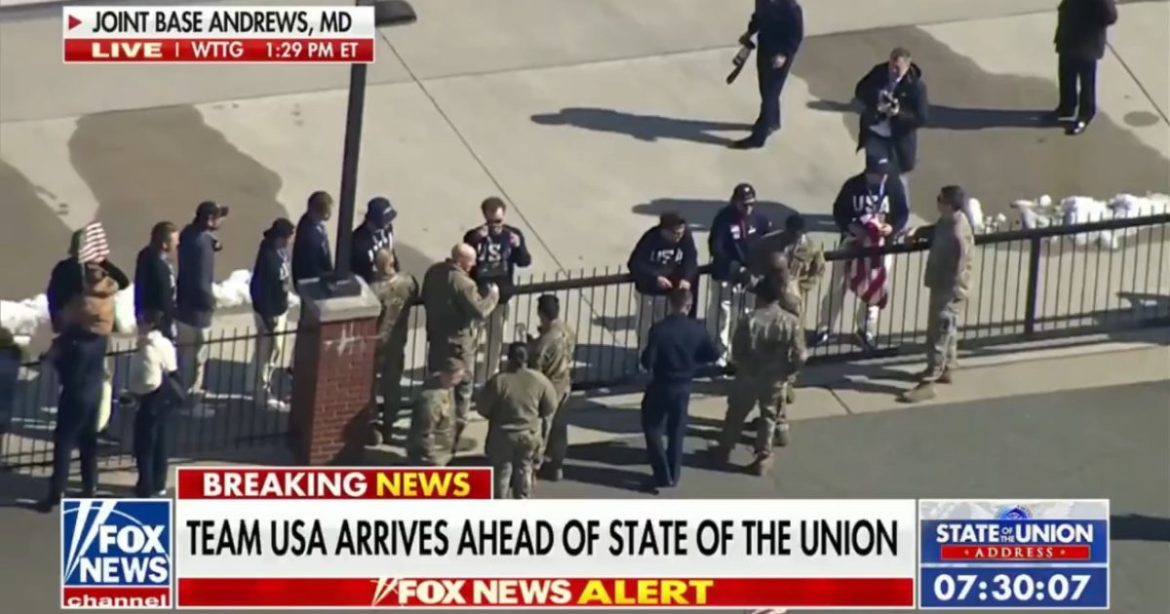 Troops Greet Team USA Men’s Hockey Players at Joint Base Andrews (VIDEO)