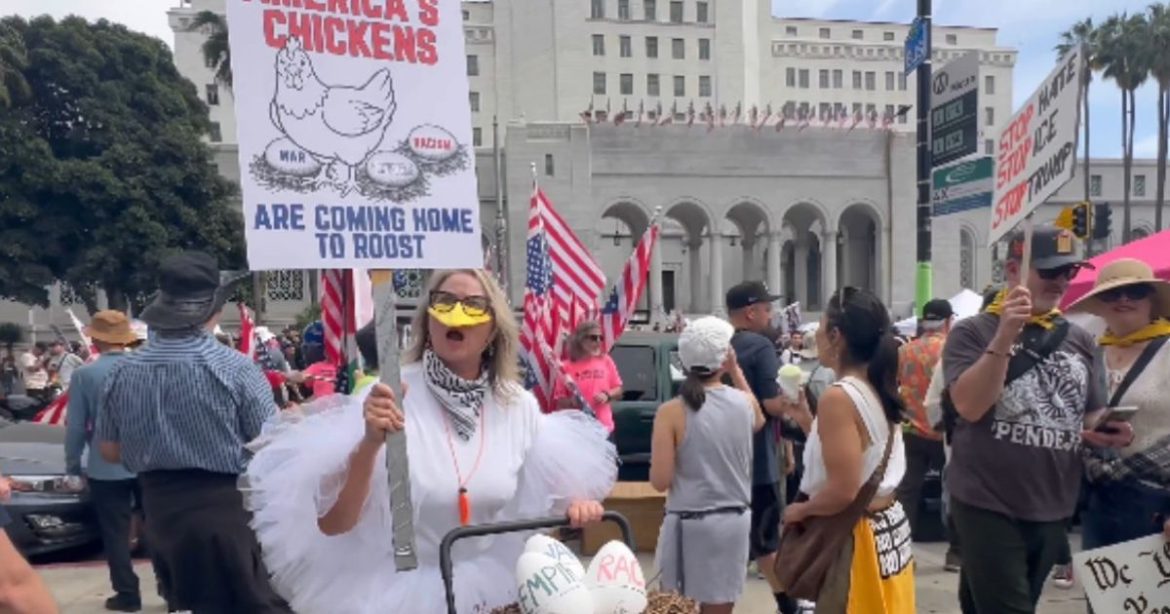 HILARIOUS VIDEO: Unhinged Liberal Woman Clucks and Wears Full Chicken Costume at ‘No Kings’ Los Angeles to Protest President Trump