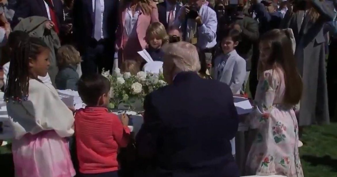 President Trump Signs Autographs For Children at Easter Egg Roll, Trolls Joe Biden with Hilarious Joke (VIDEO)