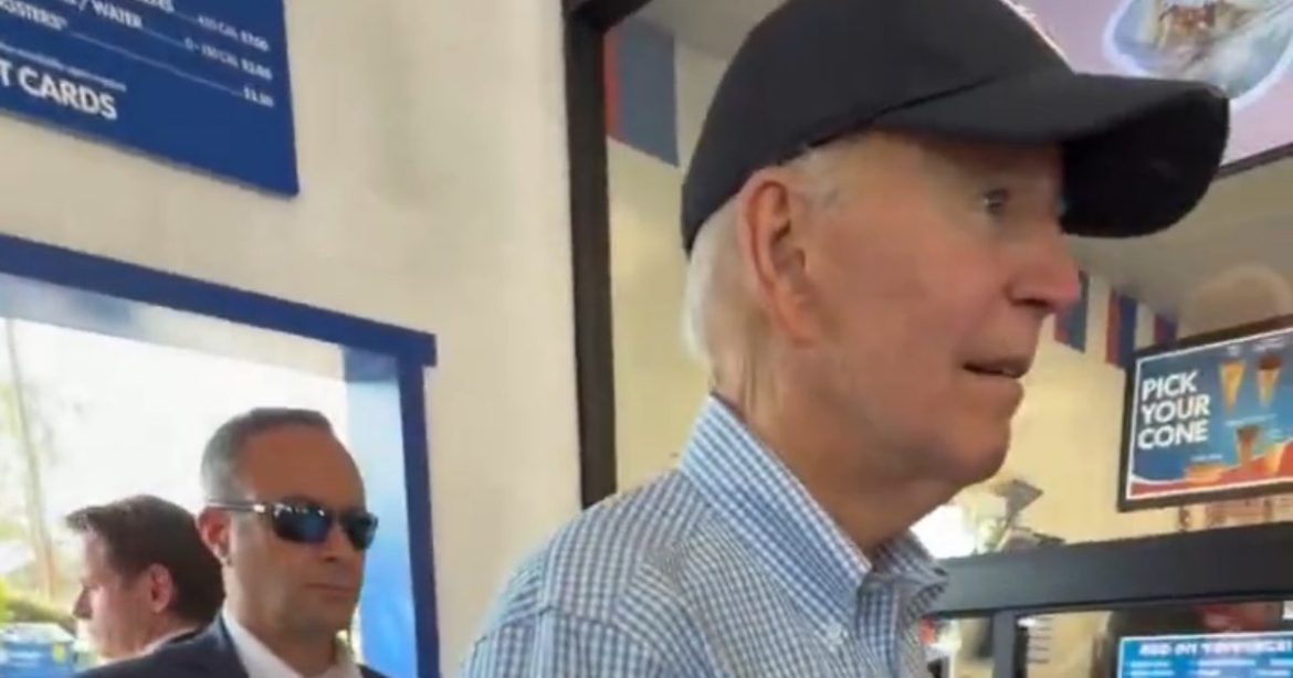 Feeble Biden Spotted at Ice Cream Shop in Los Angeles (VIDEO)