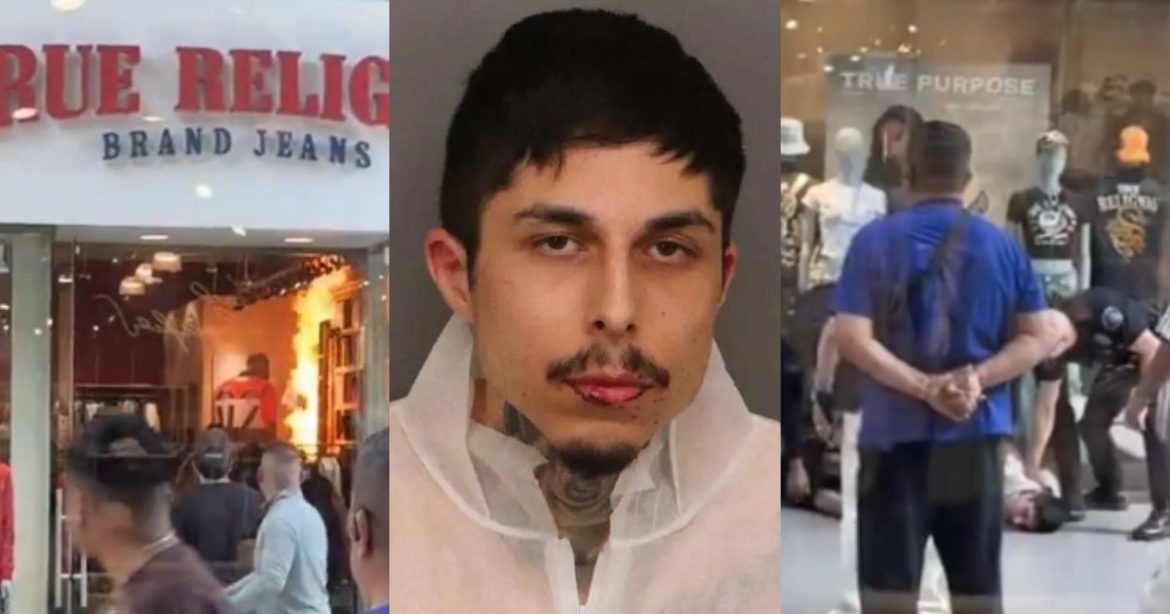 WATCH: Dramatic Video Shows Suspect Setting Multiple Fires Inside Ontario Mills Mall in California Before Cops Take Him Down Inside True Religion Store