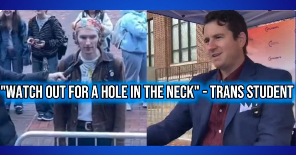 WATCH: Deranged ‘Transgender’ Student at University of Michigan Tells Right-Wing Comedian Alex Stein to ‘Watch Out for a Hole in the Neck!’ During TPUSA Campus Event