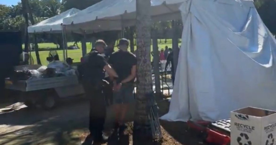 Secret Service Cuffs Protestor at Trump National Doral in Florida (VIDEO)