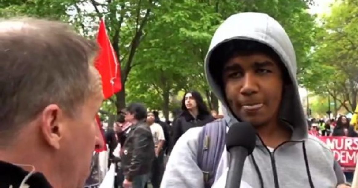 Humiliation Ensues for “May Day” Agitator When Reporter Points Out Precisely Who He is Protesting for (VIDEO)